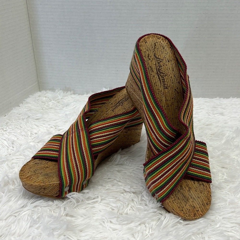 Lucky Brand multicolor Miller cork bottom wedges sz 7.5